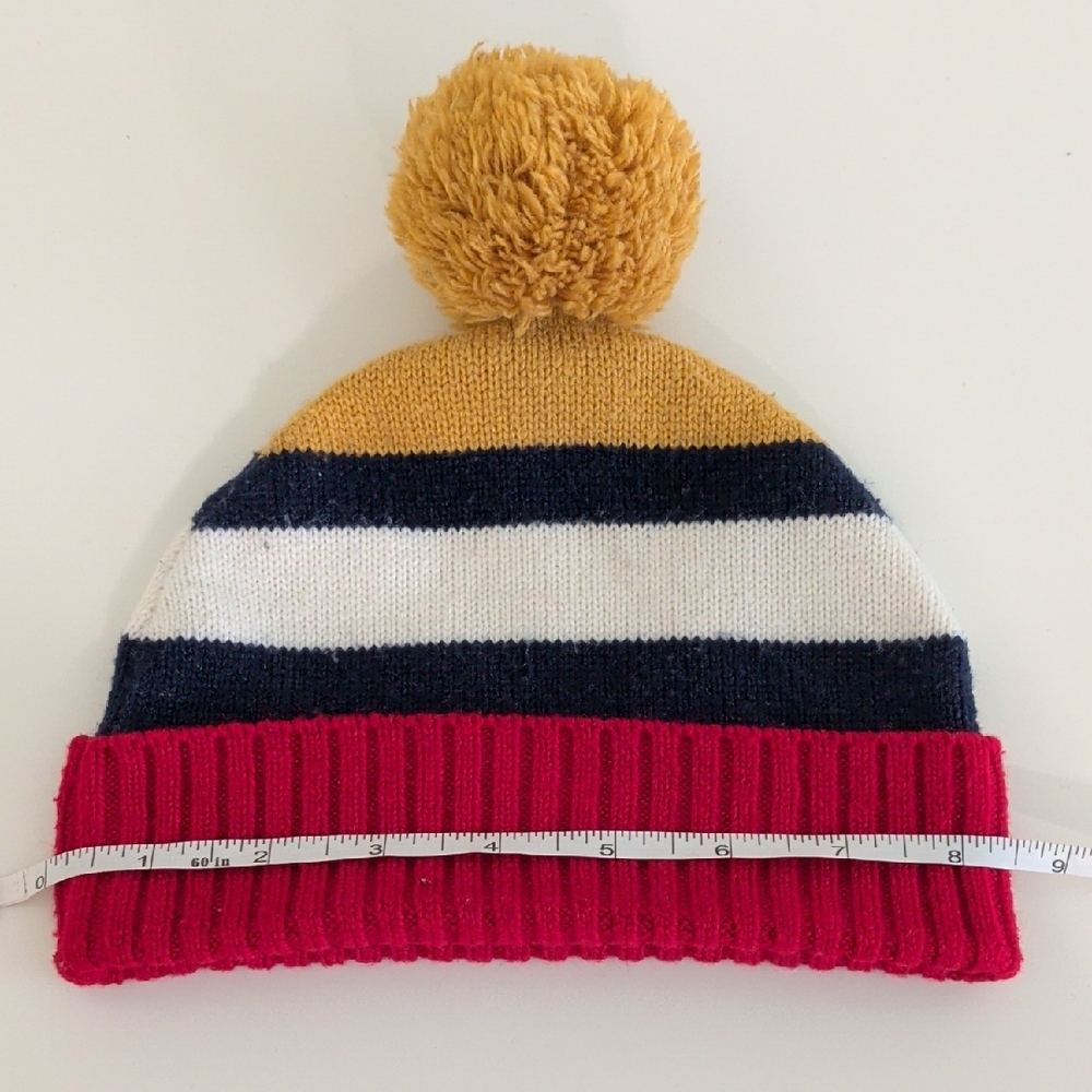 F&F Kids Striped Beanie with Pom Pom -‎ Red, Navy, White, Yellow - Picture 6 of 6